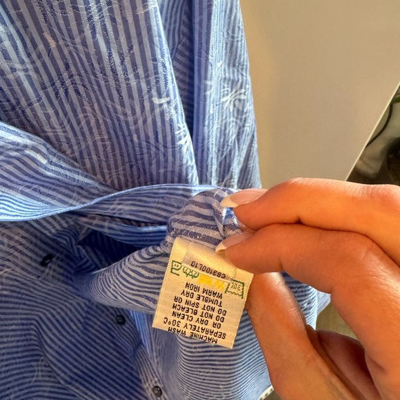 Bugatchi Blue Paisley Casual Button Down Shirt - Picture 8 of 11